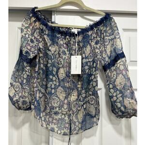 Foxiedox sheer top fairy blouse womens Small lace details peasant boho New